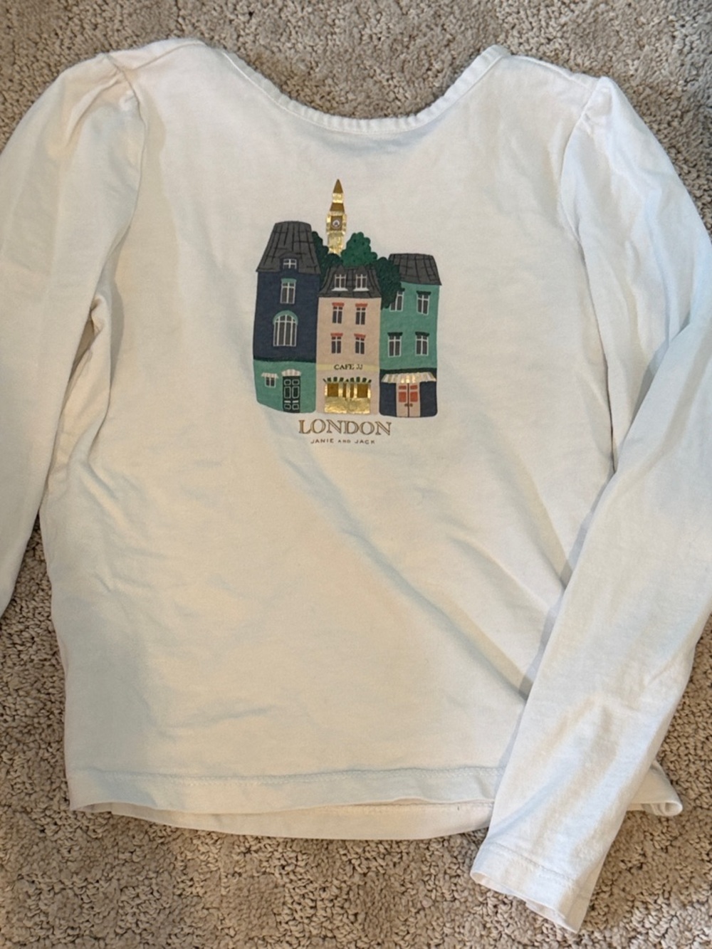 Janie and Jack White Long-Sleeve London Building Graphic Tee